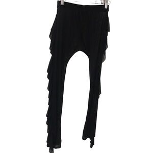 Kandyshop black sheer mesh swim cover up ruffle side leggings